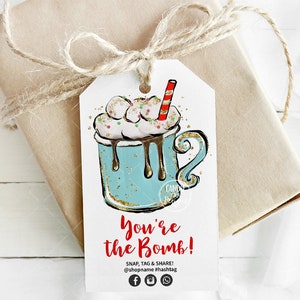 Christmas Baking Hang Tag, Bakery Thank You Tag, Holiday Packaging, Xmas Printable, Editable, Hot Chocolate, CJ135-01v1-TGA