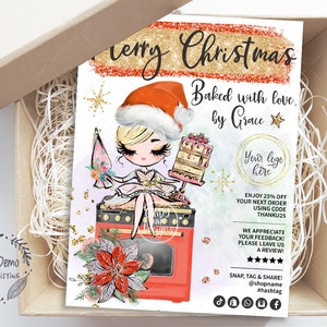 Christmas Baking Thank You Insert Card, Bakery Holiday Card, Printable, Editable, Brown, Blond, CJ009-11v5-fo-ISRV