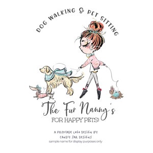Dog Walking Logo, Pet Sitting Logo, Dog Nanny, Pet Sitter, Animal Grooming, Pet Shop, Dog Spa, Pet Business, Red, CJ118-01v1-fr-LGO