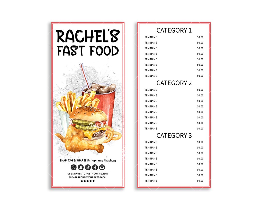 Buy Fast Food Price List, Junk Food Menu, Restaurant Price List, Food