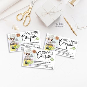 Catering Gift Coupons, Cooking Vouchers, Caterer Gift Card, Home Cooking Insert, Editable, Printable, Brown, CJ009-09v1-fw-CPN-FEA