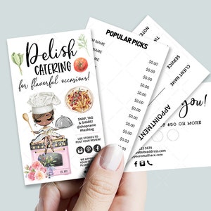 Catering Business Card Set, Mini Menu Card, Appointment Card, Loyalty Card, Editable, Printable, Brown, CJ009-09v1-dw-BIZV-FEA