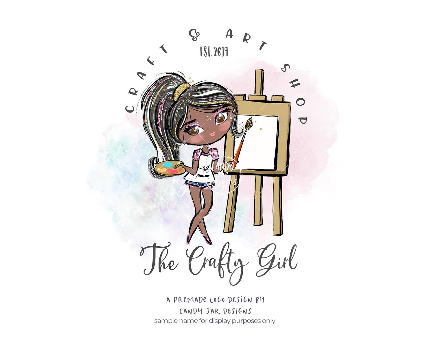 Crafty Girl Logo Artist Logo Crafter Logo Art Shop Logo - Etsy