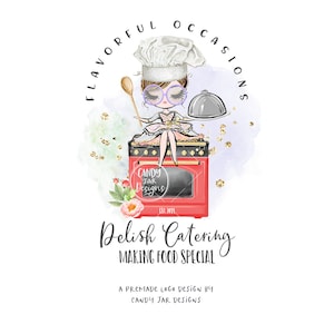 Catering Logo, Kitchen Oven Logo, Food Delivery Logo, Chef Logo, Restaurant, Home Cooking Business, Brown, CJ009-09v1-fwr-LGO-FEA
