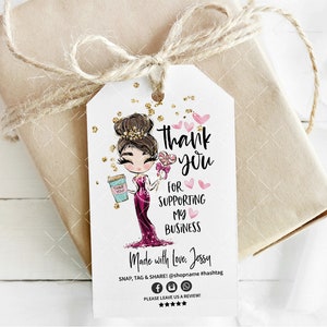 Diva Thank You Tag, Diva Baker Tag, Bakery, Beauty Salon, Boutique Card, Printable, Editable, Editable, Brown, CJ102-01v1-fw-TGA-FEA