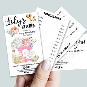 Bakery Business Card Set, Mini Menu Card, Appointment Card, Loyalty Card, Editable, Printable, Pink, CJ001-03v1-BIZV-FEA