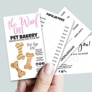 Dog Bakery Business Card Set, Mini Menu Card, Appointment Card, Loyalty Card, Editable, Printable, CJ004-01v1-BIZV