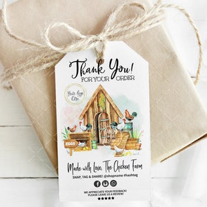 Chicken Farm Hang Tag, Family Farm Thank You Tag, Printable Farm Insert, Editable Hatchery Tag, Farmers Gift Tag, CJ026-01v1-TGA