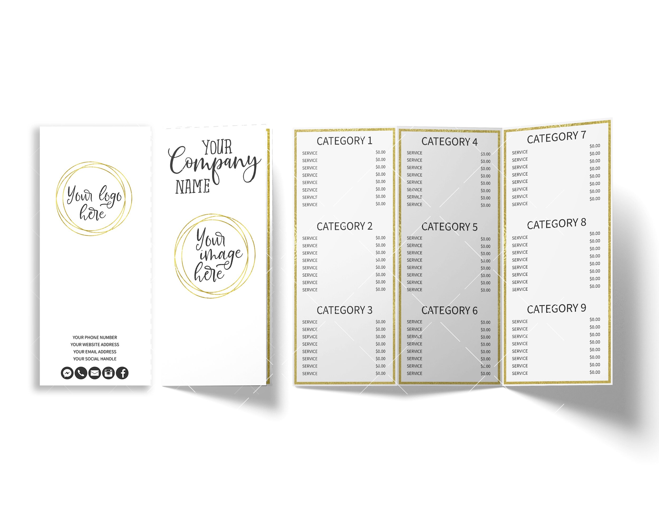 DIY Tri-fold Menu US Letter or A4 Paper Printable Editable - Etsy
