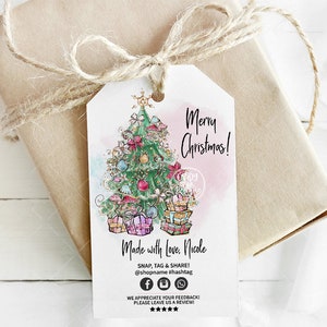 Christmas Baking Hang Tag, Bakery Thank You Tag, Holiday Packaging, Xmas Printable, Editable, Tree, CJ132-01v1-TGA
