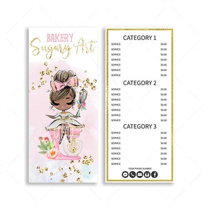 Bakery Price List, Party Events Flyer Price Menu Card, Editable, Printable, Brown, CJ009-07v1-dw-PRCF-FEA