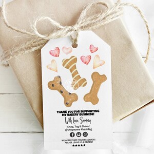 Dog Bakery Thank You Tag, Dog Cookie Card, Pet Shop Baking Tag, Dog Snacks, Packaging Seal, Printable, Editable, CJ004-01v1-TGA