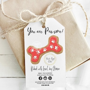Dog Valentine Hang Tag, Pet Cookie Baking Tag, Printable Cookie Packaging, Bakery Insert, Dog Bone, Editable, CJ138-01v2-TGA-FEA