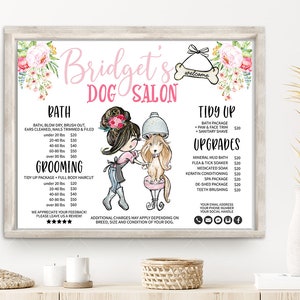 Dog Salon Price List Bundle, Pet Groomer Sign, Company Price Menu, Modern Business Sign, Editable Printable, Black, CJ015-01v1-fb-PRCH