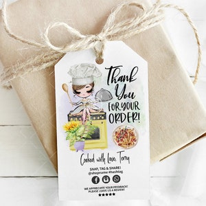 Catering Thank You Tag, Cooking Tag, Restaurant Packaging, Food Truck Shop, Customer Card, Printable, Brown CJ009-09v1-fw-TGA-FEA