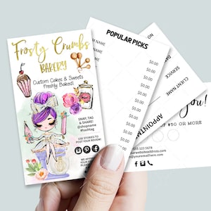 Bakery Business Card Set, Mini Menu Card, Appointment Card, Loyalty Card, Editable, Printable, Purple, CJ009-07v2-fu-BIZV1-FEA