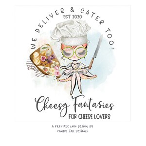 Cheese Board Logo, Charcuterie Catering Character Logo, Restaurant Logo, Food Farm Style, Editable, Red, CJ009-18v1-fr-LGO-FEA