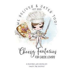 Cheese Board Logo, Charcuterie Catering Logo, Restaurant Logo, Character Logo, Food Farm Style, Editable, Brown, CJ009-18v1-fw-LGO-FEA
