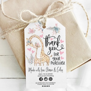 Kids Boutique Hang Tag, Children's Clothing Logo, Baby Insert, Newborn Business, Giraffe Tag, Editable, Printable, CJ040-01v1-TGA