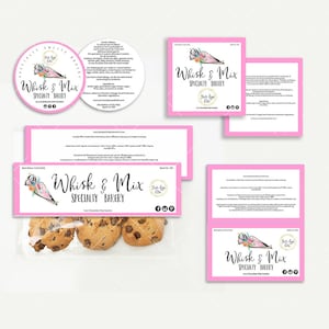 Bakery Cookie Label Set, Bag Topper, Ingredients Product Label, Printable, Editable, Gold, CJ009-07v3-fo-fw-dw-LBLS