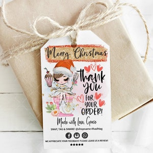 Christmas Baking Hang Tag, Bakery Thank You Tag, Holiday Packaging, Xmas Printable, Editable, Brown, CJ009-10v2-fw-TGA