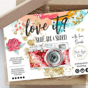 Snap Tag Share Insert Card, Social Media, Social Sharing Photography Camera Card, Printable Template, Abstract Red, CJ059-01v1-ISRH