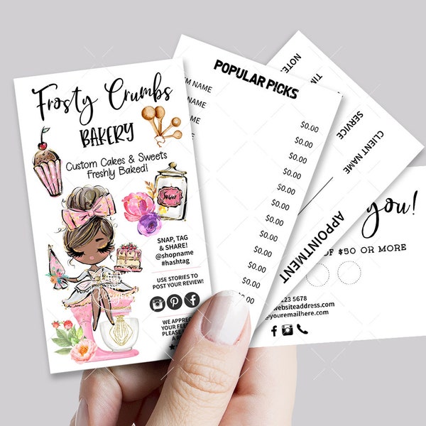 Bakery Business Card Set, Mini Menu Card, Appointment Card, Loyalty Card, Editable, Printable, Brown, CJ009-11v1-dw-BIZV-FEA