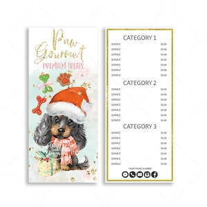 Dog Bakery Price List, Pet Party Events Flyer Price Menu Card, Editable, Printable, CJ130-01v1-PRCF