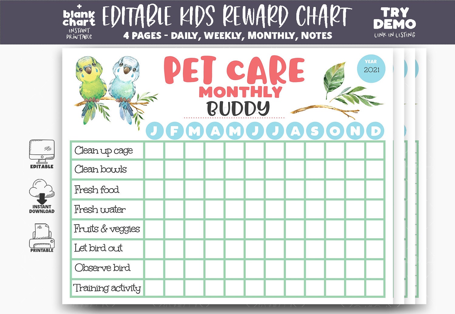 pet-chores-tracker-for-birds-budgie-care-planner-parakeet-feeding-schedule-printable-template-kids-routine-chart-editable-corjl-pck02-etsy