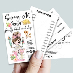 Bakery Business Card Set, Mini Menu Card, Appointment Card, Loyalty Card, Editable, Printable, Brown, CJ009-07v5-fw-BIZV-FEA
