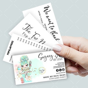 Candy Bakery Business Card Set, Mini Menu Card, Appointment Card, Loyalty Card, Editable, Printable, Aqua, CJ009-07v1-ft-BIZH-FEA