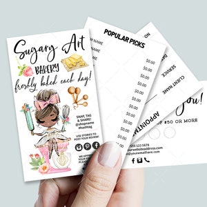 Bakery Business Card Set, Mini Menu Card, Appointment Card, Loyalty Card, Editable, Printable, Brown, CJ009-07v5-dw-BIZV-FEA