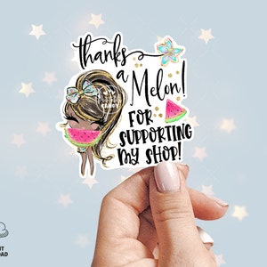 Summer Thank You Sticker, Watermelon Packaging Seal, Tropical Tag, Happy Mail Labels, Printable Sticker, Brown, CJ078-02v1-dw-STKZ