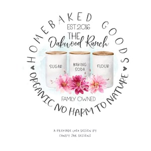 Farm Baking Logo, Baker Logo, Family Ranch logo, Farm Style Logo, Canisters Logo, Editable Kitchen, Floral Baker, CJ164-01v1-LGO-FEA