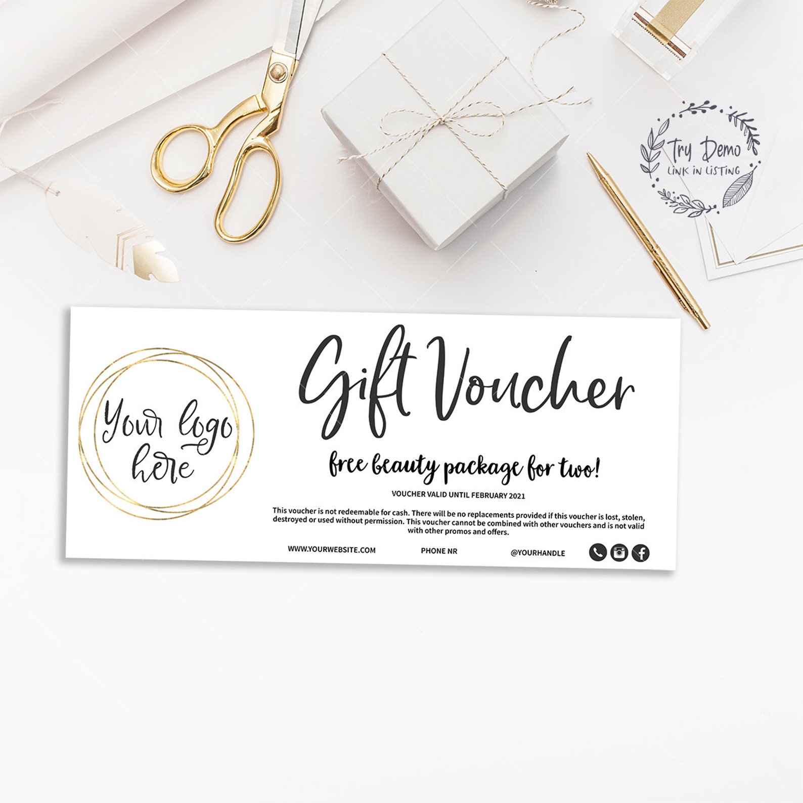 Gift Voucher Template Bakery Business Food Coupon Salon | Etsy
