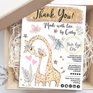 Kids Boutique Insert Card, Children's Clothing Tag, Baby Insert, Newborn Business, Giraffe, Editable, Printable, CJ040-01v1-ISRV