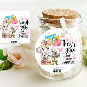 Party Planner Thank You Hang Tag, Business Events Sticker, Editable, Printable, Blond, CJ009-26v1-fo-TGX-FEA