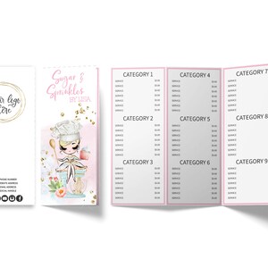 Bakery Price List, Tri-Fold Party Events Price Menu Card, Editable, Printable, Blond, CJ009-01v3-fo-PRCT-FEA