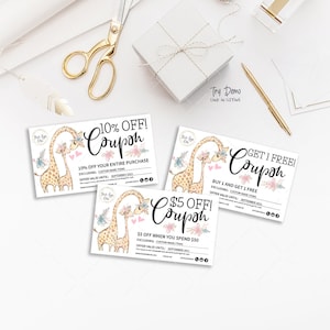 Kids Boutique Gift Voucher, Children's Clothing Certificate, Baby Business Coupons, Giraffe, Editable, Printable, CJ040-01v1-CPN