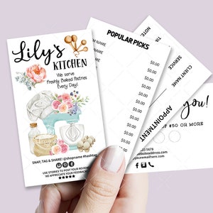 Bakery Business Card Set, Mini Menu Card, Appointment Card, Loyalty Card, Editable, Printable, Teal, CJ001-03v1-BIZV-FEA