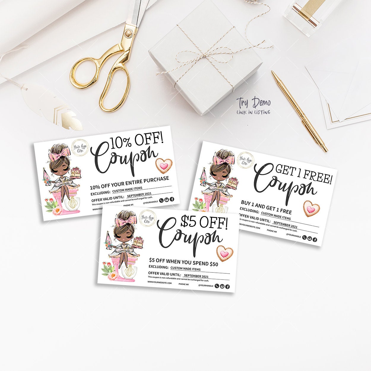Bakery Gift Coupons Bakery Coupon Baking Gift Card Pastry Etsy
