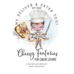 Cheese Board Logo, Charcuterie Catering Logo, Restaurant Logo, Bistro, Food Farm Style Branding, Editable, Brown, CJ009-18v1-mw-LGO-FEA