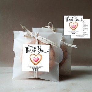 Thank You Bakery Cookie Gift Sticker, Sample Cookie Label, Editable Food Template, Printable Template, Ingredients, CJ107-01v1-LBLT