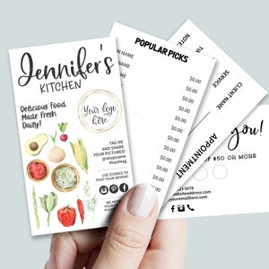 Catering Business Card Set, Mini Menu Card, Appointment Card, Loyalty Card, Editable, Printable, CJ051-01v1-BIZV