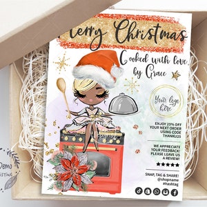 Food Catering Christmas Thank You, Holiday Catering Tag, Restaurant Packaging Insert, Printable, Editable, Blond, CJ009-09v4-do-ISRV
