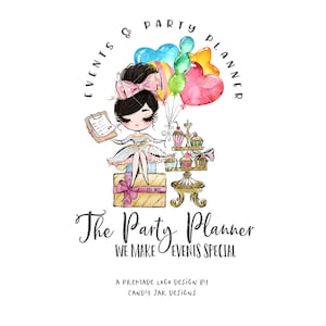 Party Planner Logo, Events Planner Logo, Birthday Party Bakery, Editable Wedding Baker, Catering, Black, CJ009-26v1-fb-LGO-FEA