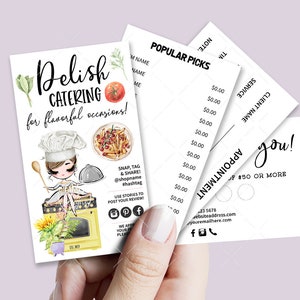Catering Business Card Set, Mini Menu Card, Appointment Card, Loyalty Card, Editable, Printable, Brown, CJ009-09v1-fw-BIZV-FEA