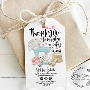 Bakery Thank You Hang Tag, Baking Business Hang Tag, Editable, Printable, Teal, CJ001-03v1-TGA-FEA