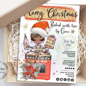 Christmas Baking Thank You Insert Card, Bakery Holiday Card, Printable, Editable, Brown, CJ009-11v5-dw-ISRV