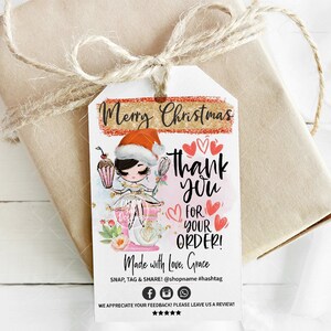 Christmas Baking Hang Tag, Bakery Thank You Tag, Holiday Packaging, Xmas Printable, Editable, Black, CJ009-10v2-fb-TGA